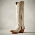 dames hoge cowboylaarzen met blokhak in wit