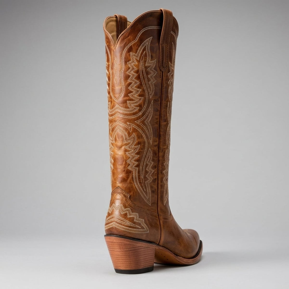 dames hoge cowboylaarzen met blokhak in bruin