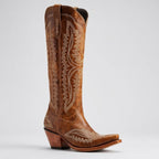 dames hoge cowboylaarzen met blokhak in bruin