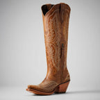 dames hoge cowboylaarzen met blokhak in bruin