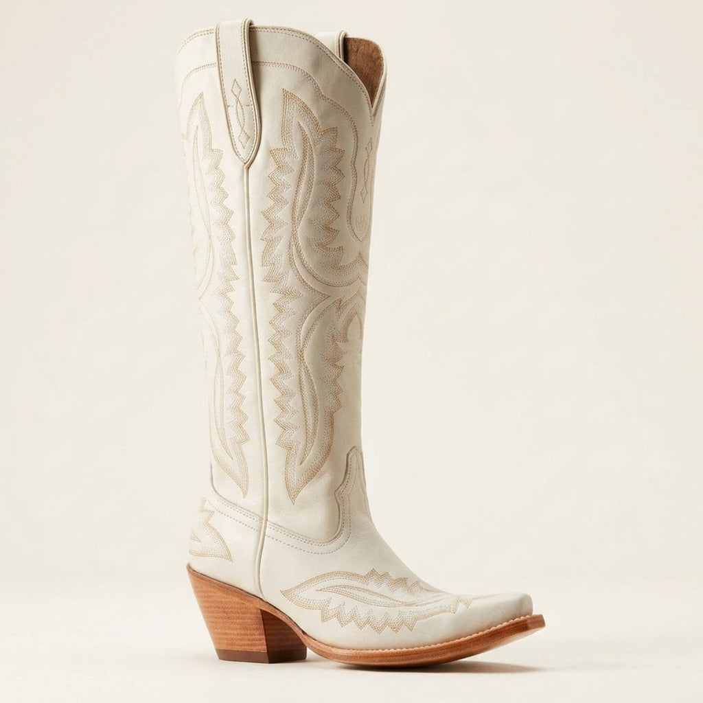 dames hoge cowboylaarzen met blokhak in wit