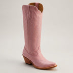 dames hoge cowboylaarzen met blokhak in roze