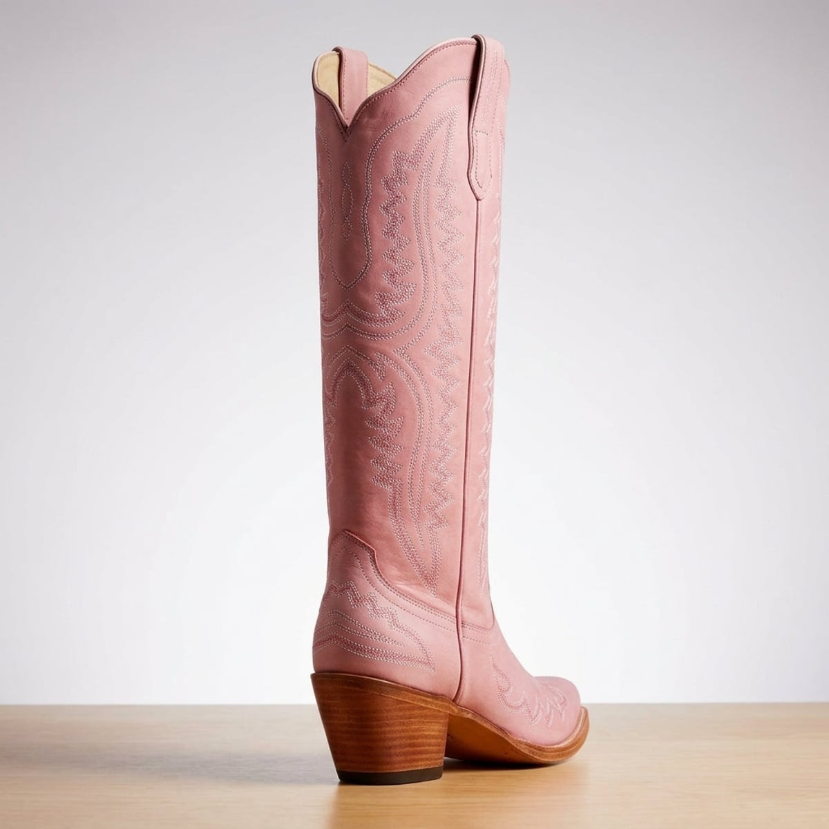 dames hoge cowboylaarzen met blokhak in roze