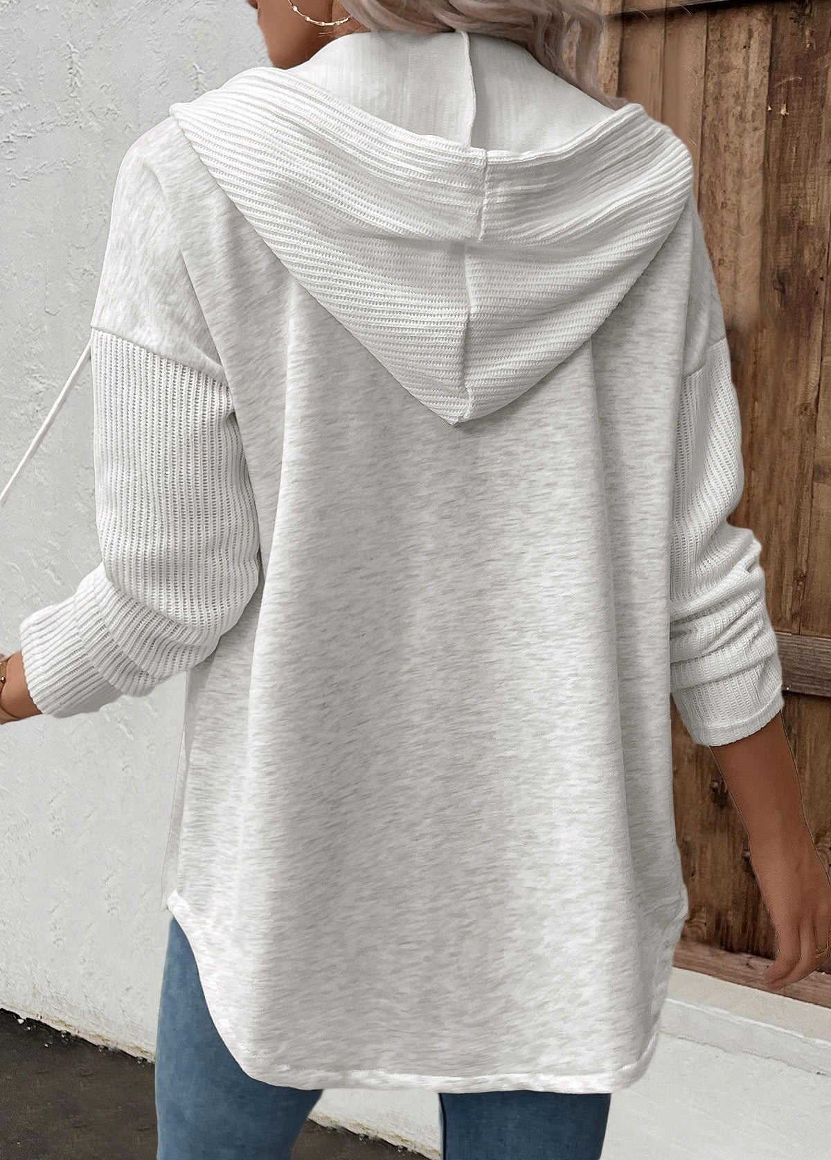 dames hoodie met knoopsluiting en capuchon