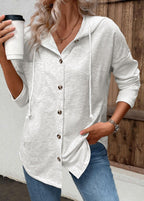 dames hoodie met knoopsluiting en capuchon