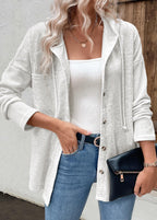 dames hoodie met knoopsluiting en capuchon