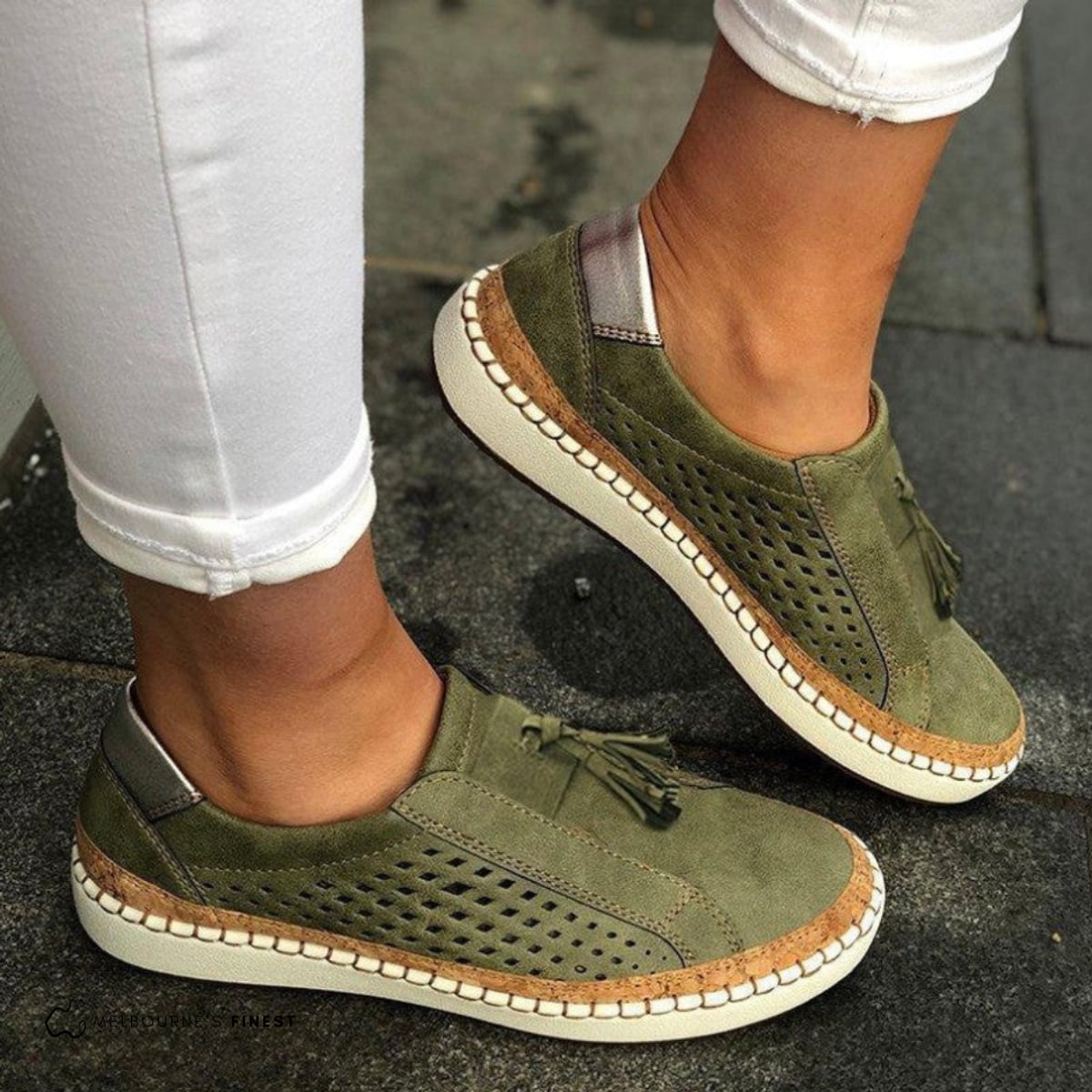 dames instappers zonder veters in groen