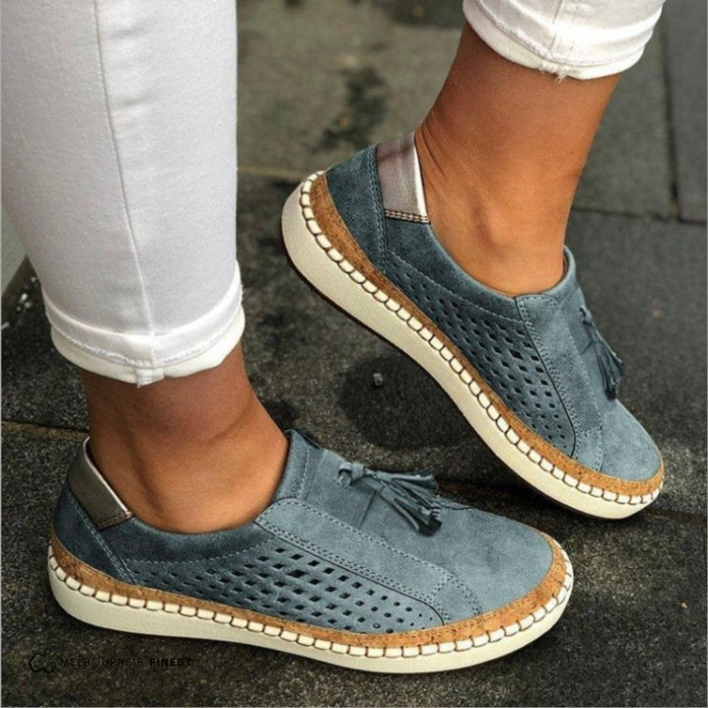 dames instappers zonder veters in blauw