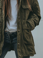 dames jas oversized met utility details
