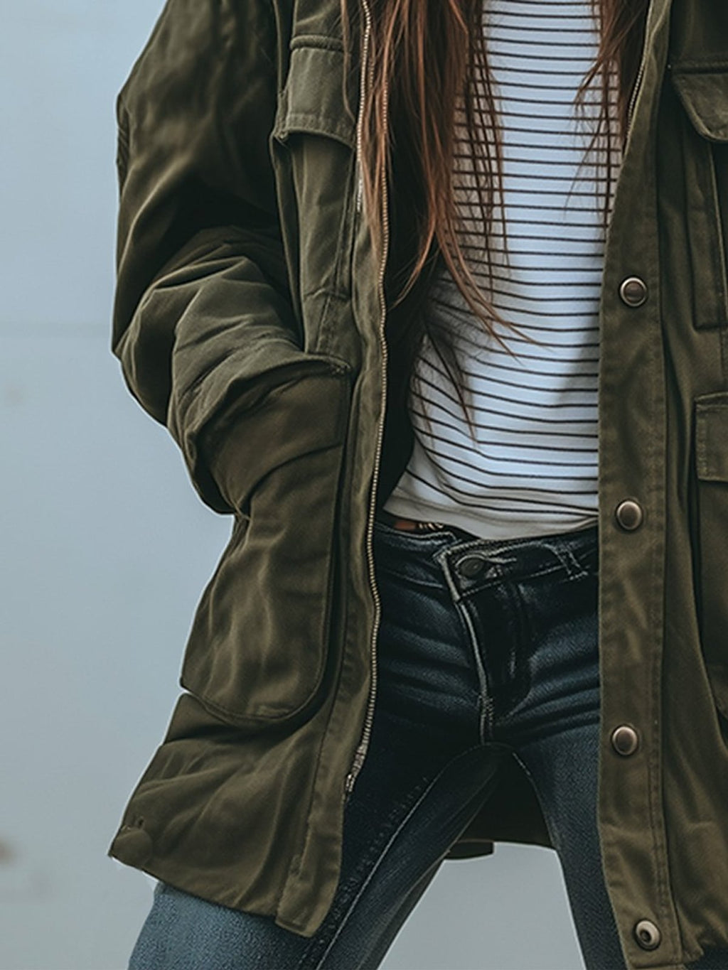 dames jas oversized met utility details