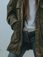 dames jas oversized met utility details