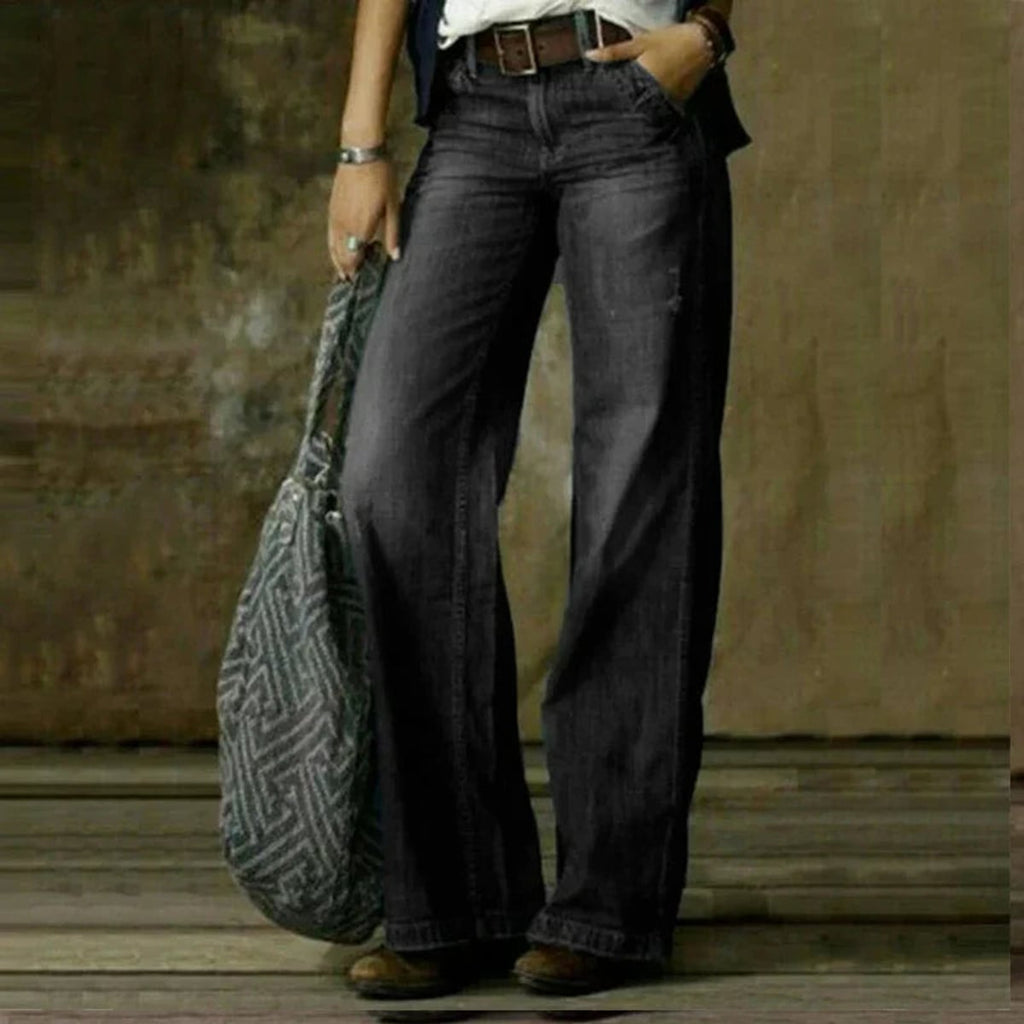 dames jeans wide leg met hoge taille in grijs