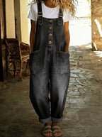 dames jumpsuit met verstelbare bandjes in zwart