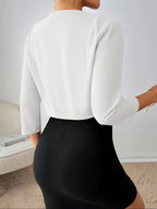 dames korte blazer met geplooide kraag in wit