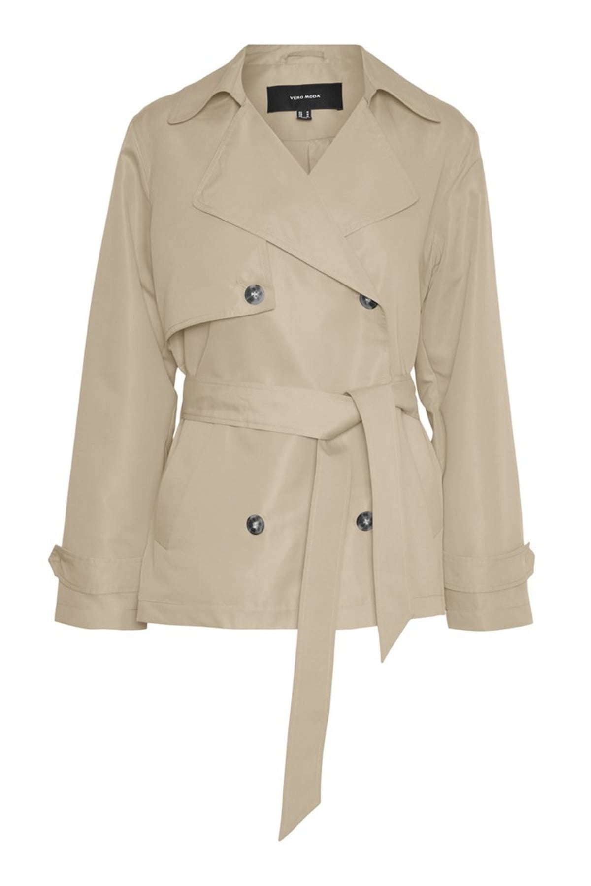 dames korte trenchcoat dubbele rij knopen