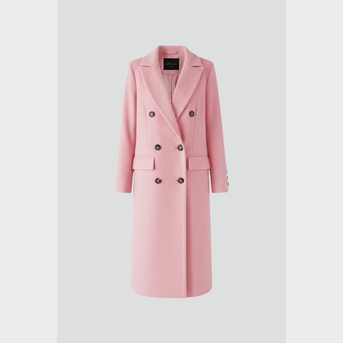 dames lange jas met revers en knoopsluiting