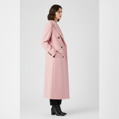 dames lange jas met revers en knoopsluiting