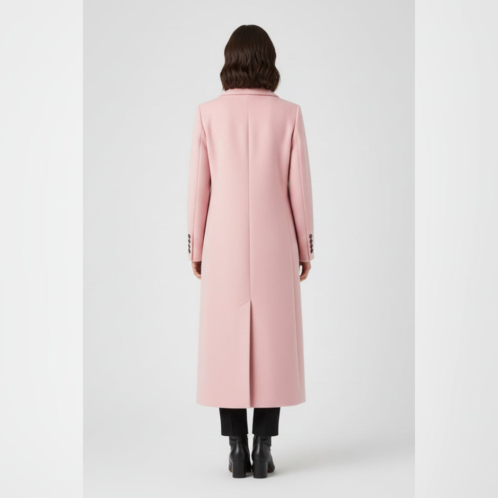 dames lange jas met revers en knoopsluiting