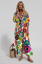 dames maxi jurk lange mouwen met bloemenprint in multicolour 2