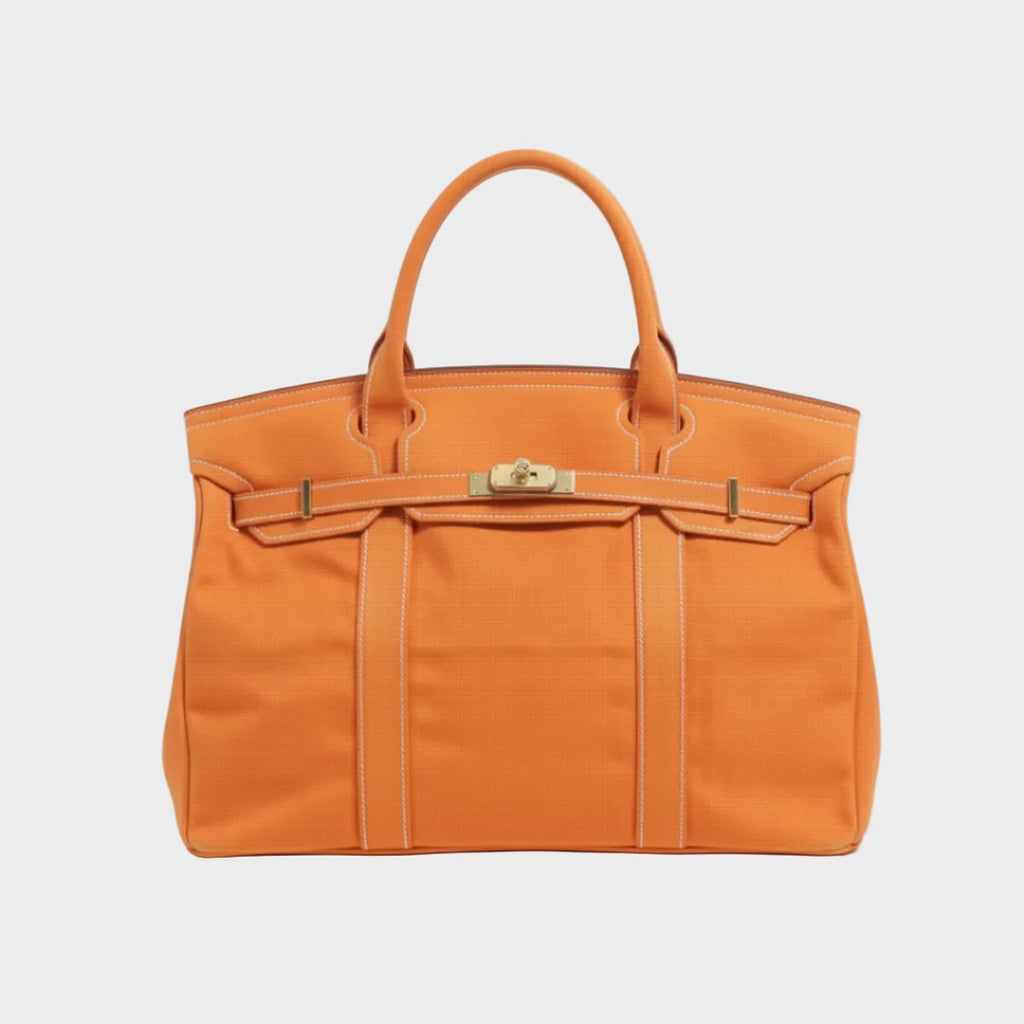 dames oversized canvas shopper in oranje