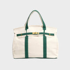 dames oversized canvas shopper in racinggroen