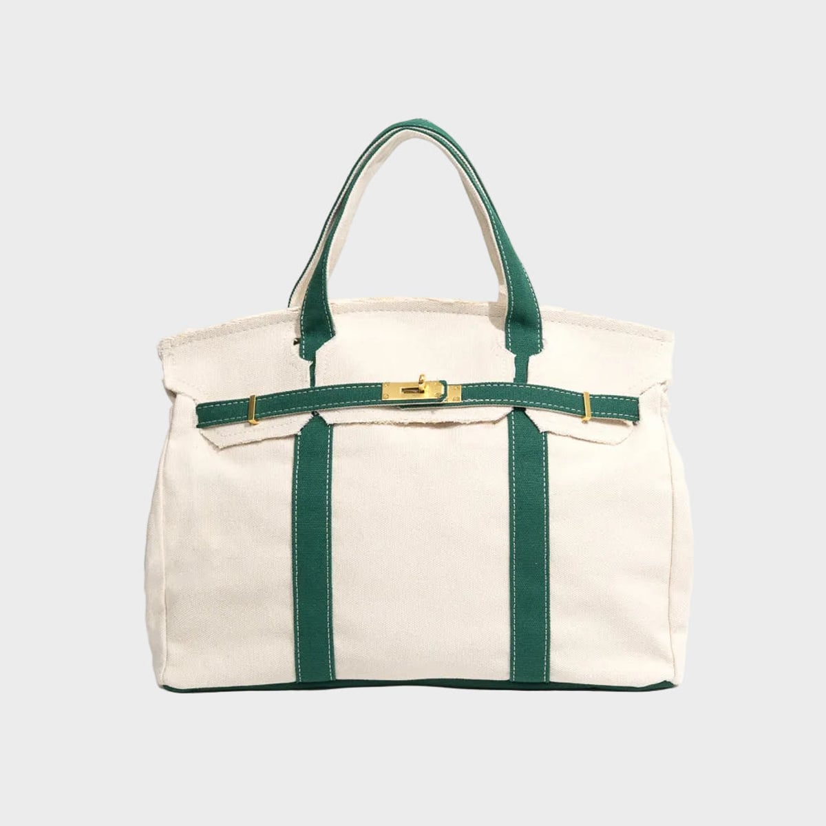 dames oversized canvas shopper in racinggroen