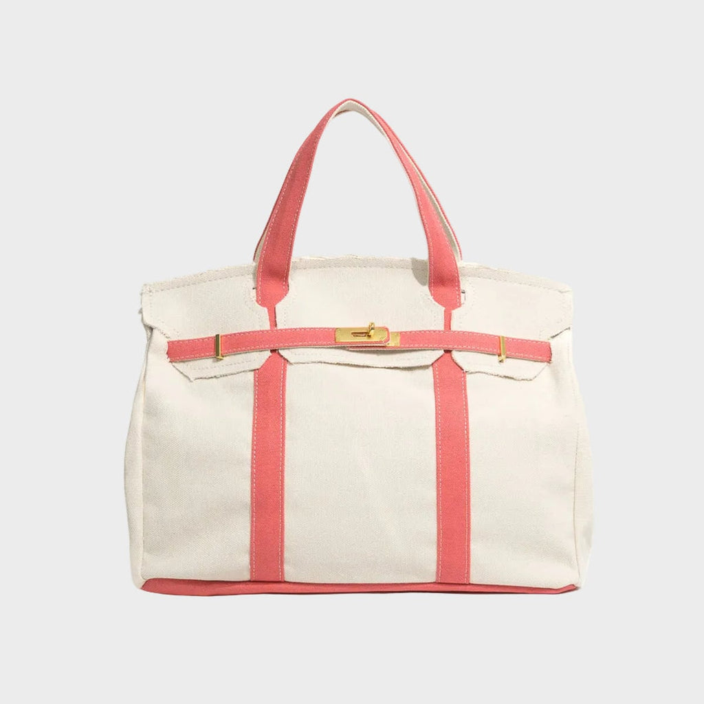 dames oversized canvas shopper in roze
