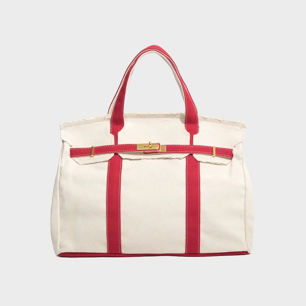dames oversized canvas shopper in vuurrood