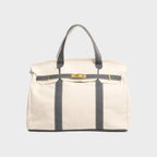 dames oversized canvas shopper in gewassen grijs