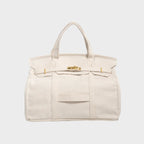 dames oversized canvas shopper in linnen wit