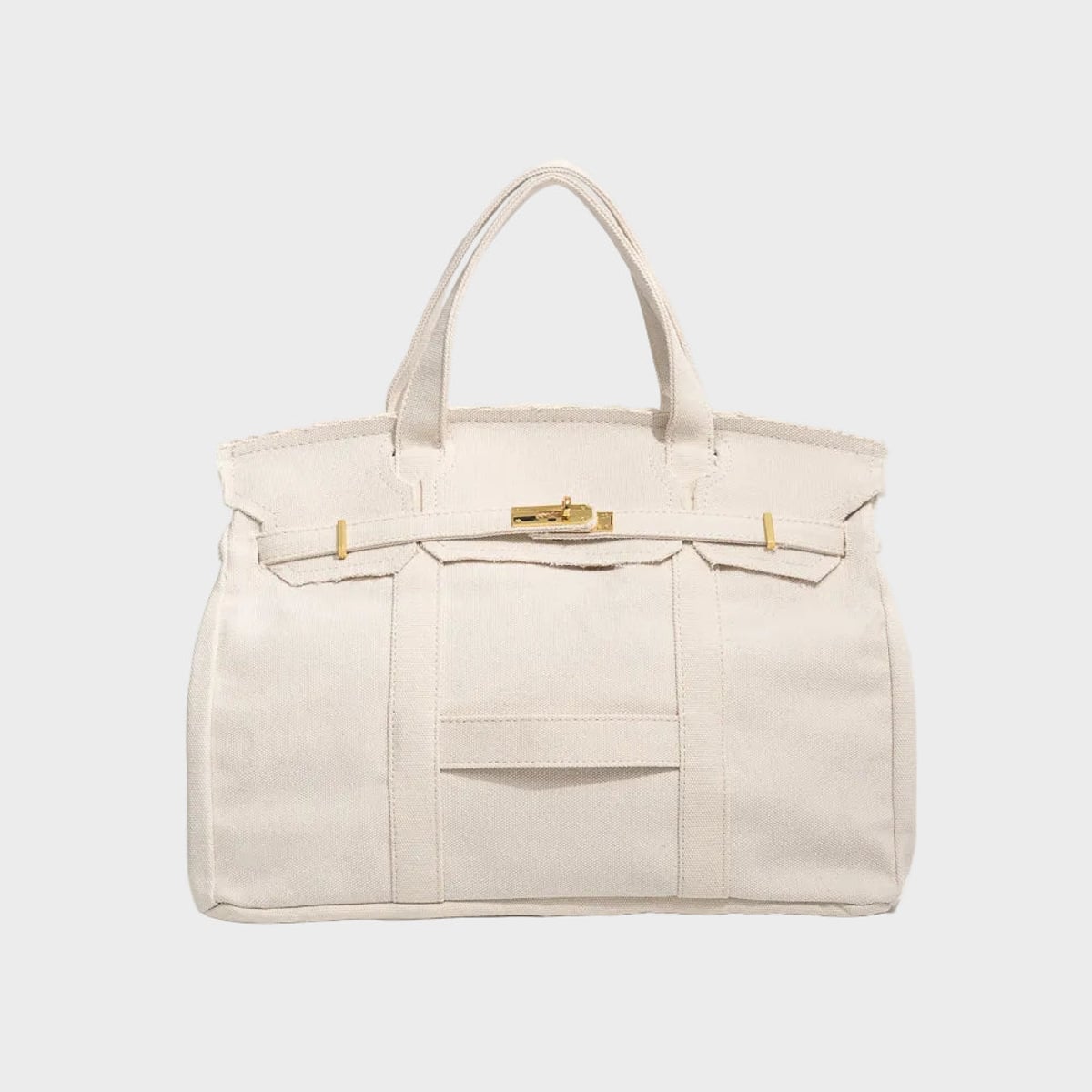 dames oversized canvas shopper in linnen wit