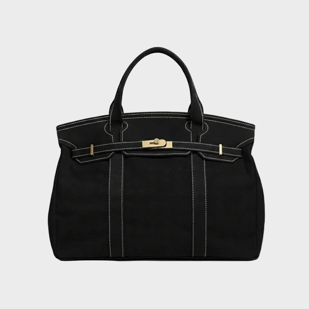 dames oversized canvas shopper in zwart