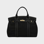 dames oversized canvas shopper in zwart