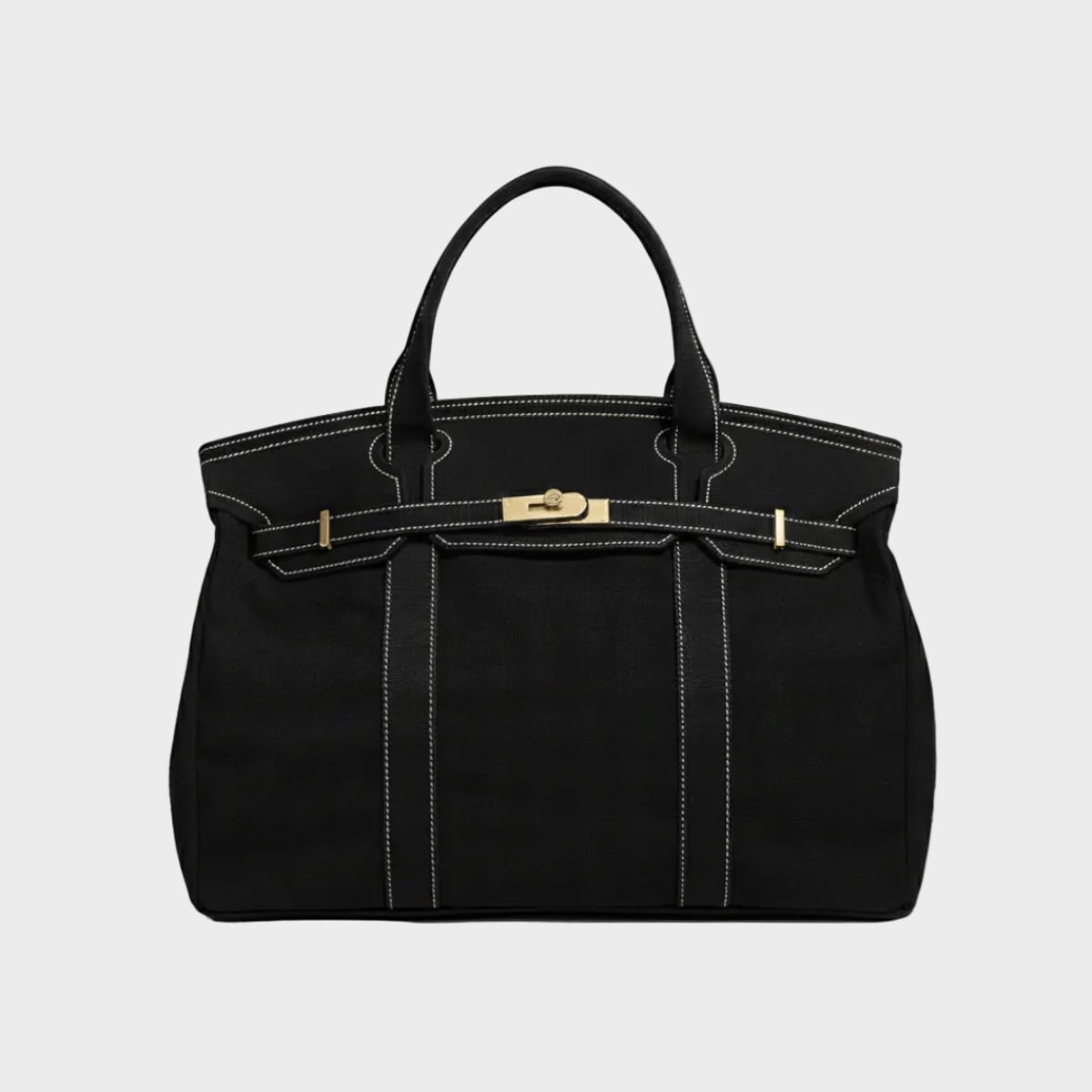dames oversized canvas shopper in zwart