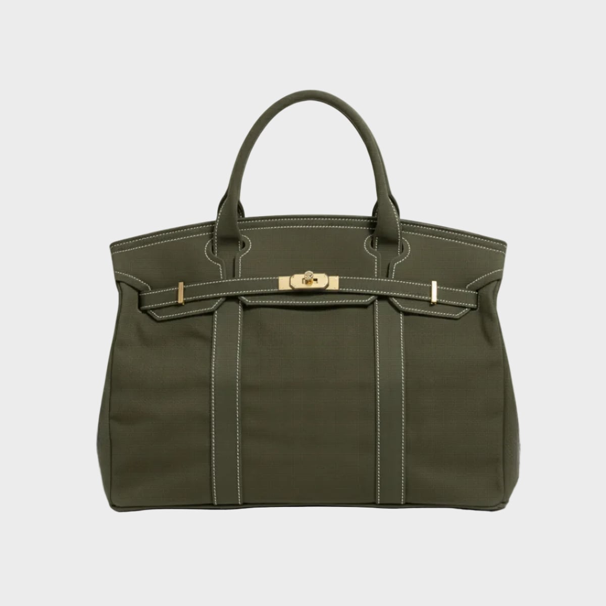dames oversized canvas shopper in olijfgroen