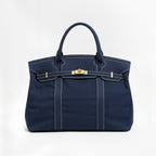 dames oversized canvas shopper in marineblauw 2
