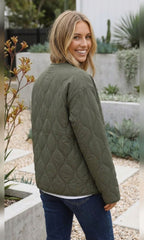 dames oversized gewatteerde jas zonder kraag in groen