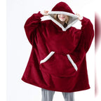 dames oversized hoodie deken met capuchon rood