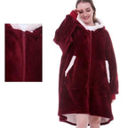 dames oversized hoodie deken met capuchon rood