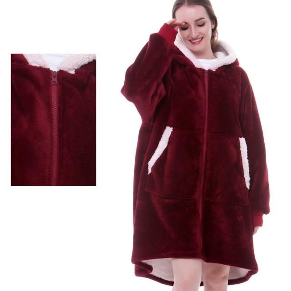 dames oversized hoodie deken met capuchon rood