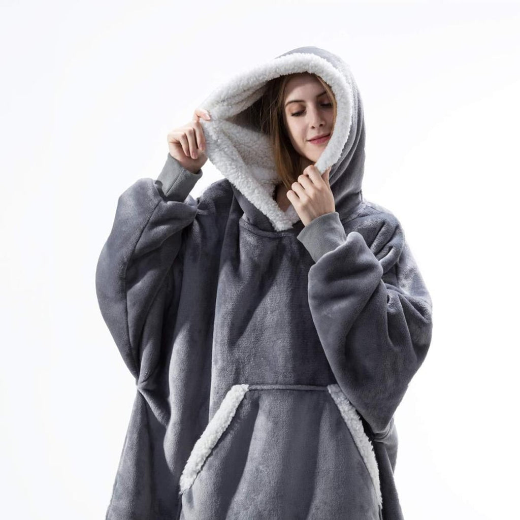 dames oversized hoodie deken met capuchon grijs