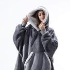dames oversized hoodie deken met capuchon grijs