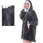 dames oversized hoodie deken met capuchon grijs