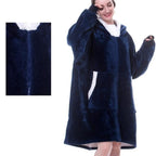 dames oversized hoodie deken met capuchon blauw