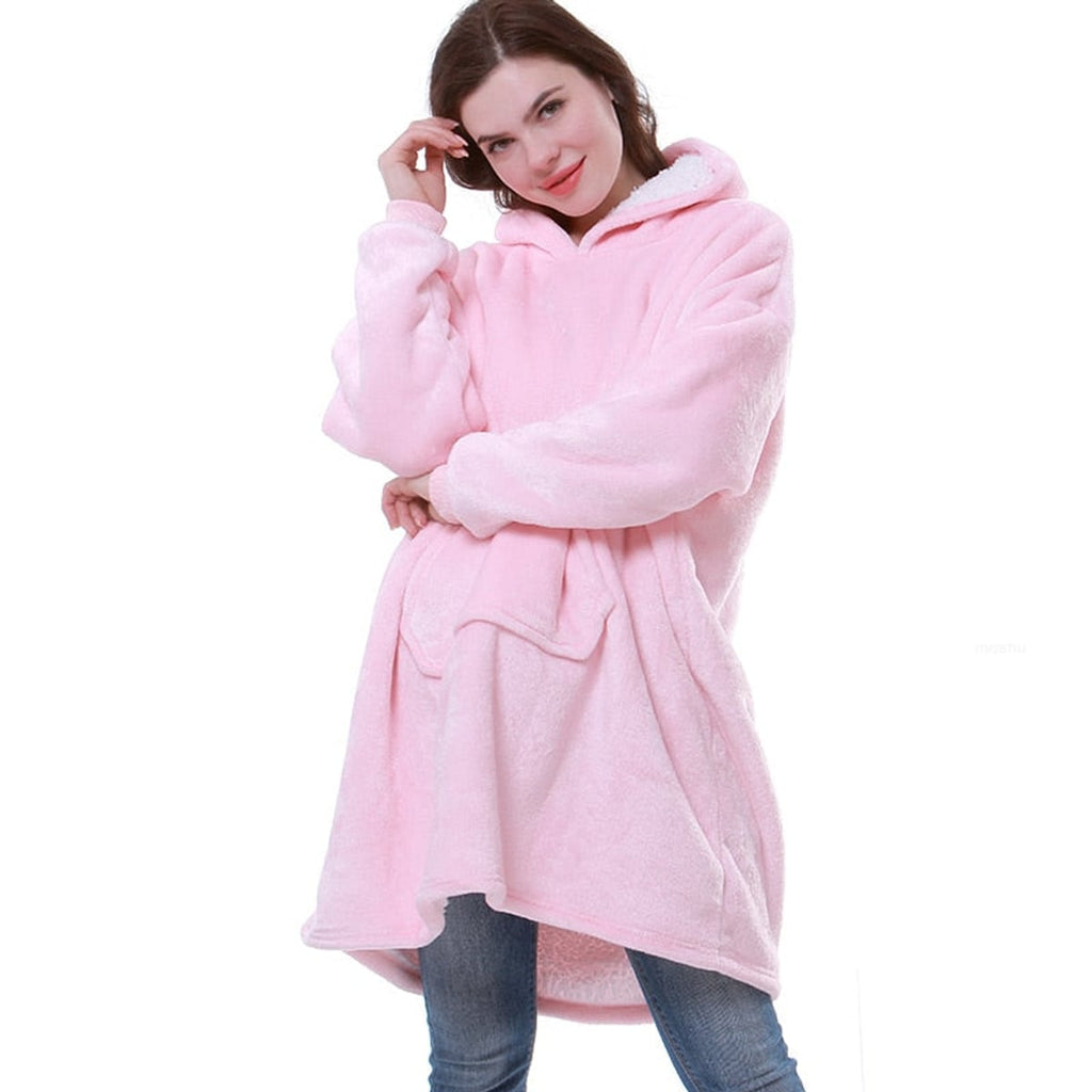 dames oversized hoodie deken met capuchon Lichtroze