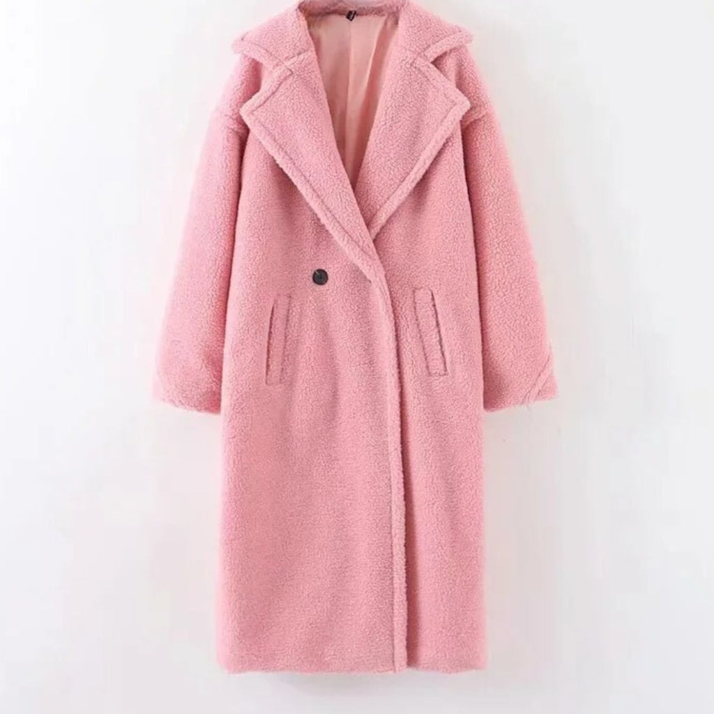 dames oversized hoodie jas met rits in roze