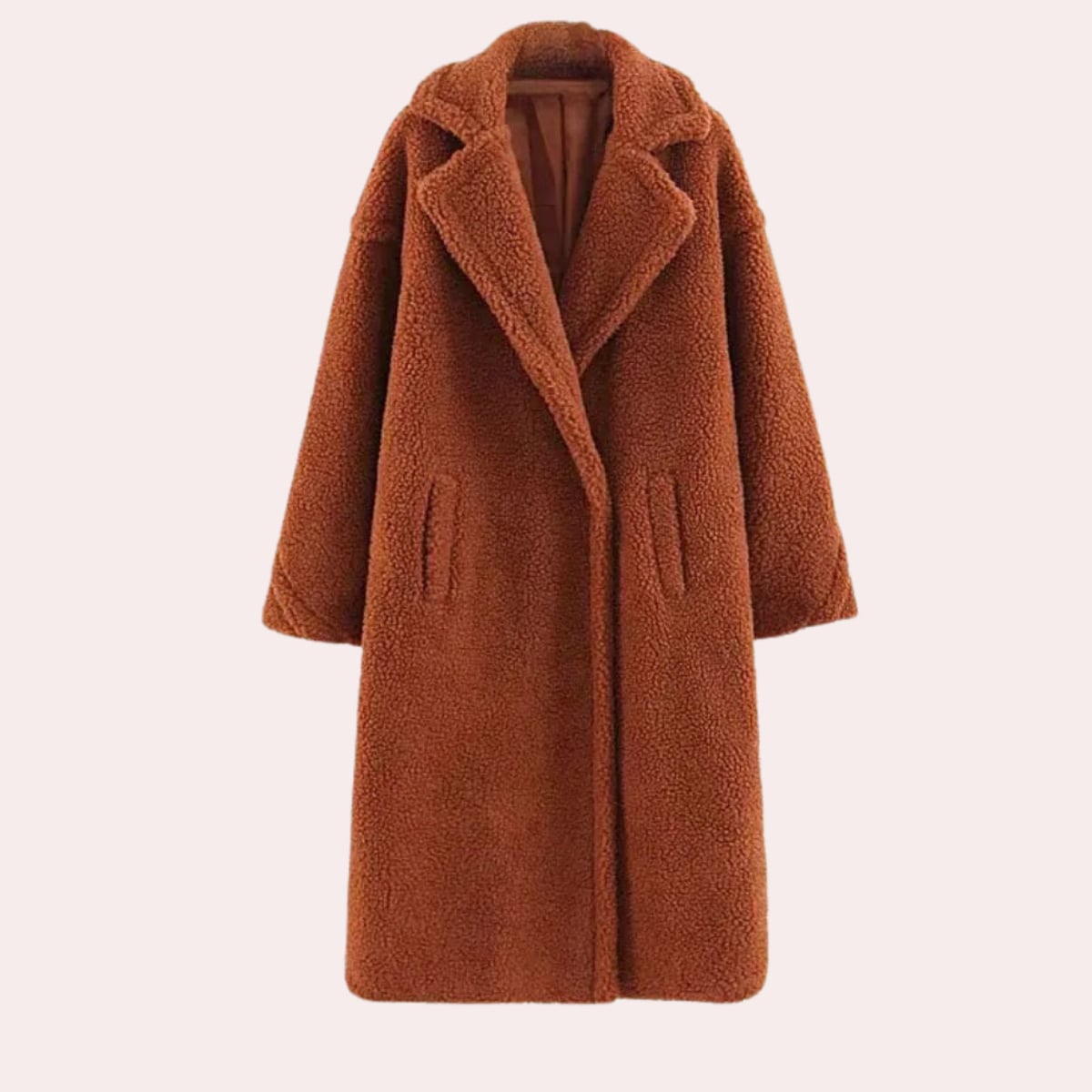 dames oversized hoodie jas met rits in bruin