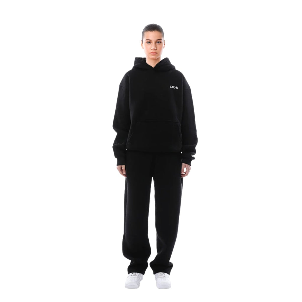 dames oversized hoodie set met joggingbroek in zwart