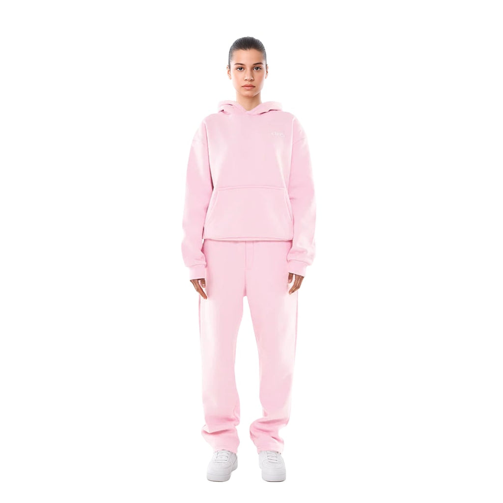 dames oversized hoodie set met joggingbroek in lichtroze
