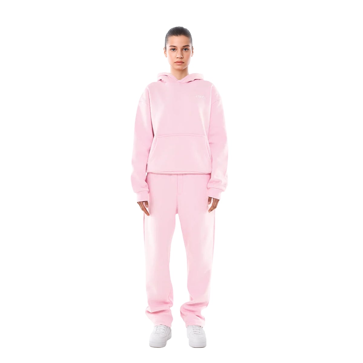 dames oversized hoodie set met joggingbroek in lichtroze